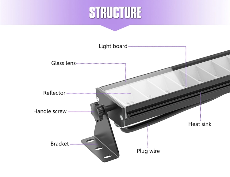 Linear Waterproof LED Wall Wash Light UV LED Bar LED Strip 80W 150W Waterproof Wall Washer Light