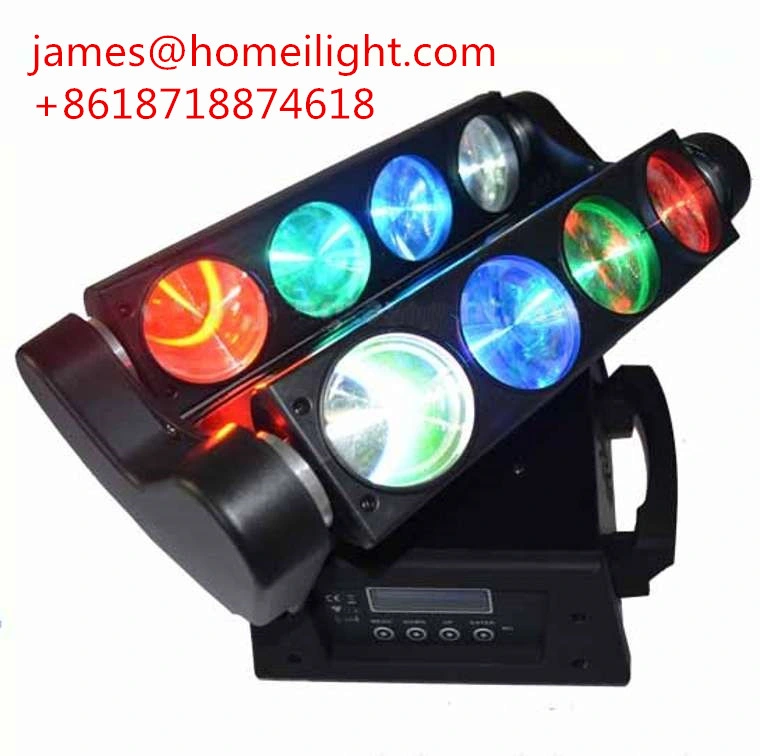 Stage Light RGBW Beam LED Moving Head Spider 8 Eyes Light DMX512 Channel Double Head Party