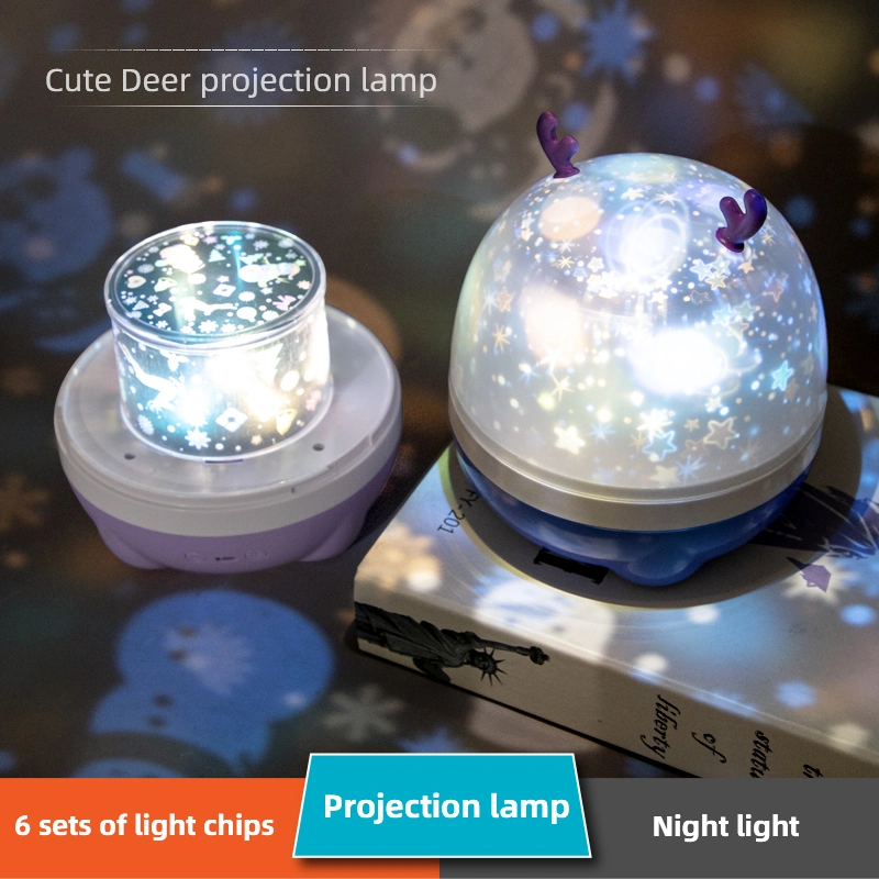 Desktop USB Rechargeable Night Sky Starry Lamp Beauty LED Projection Tricolor Effect Table Light with 6kinds Projection